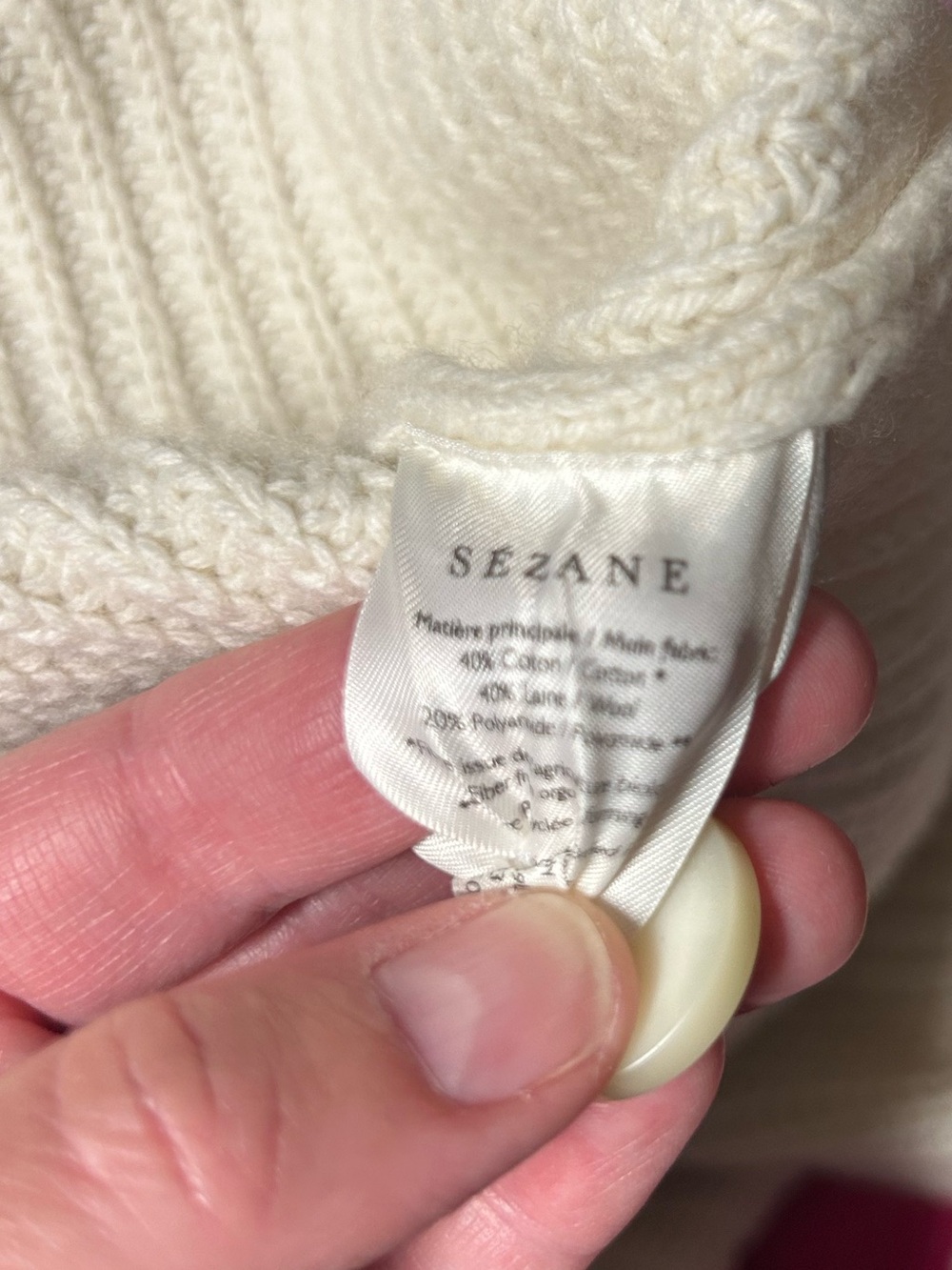 Sezane Cream Button-Front Ribbed Pullover - Picture 5 of 5